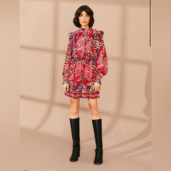 Farm Rio Mixed Floral Ruffle Mini Dress - Picture 1 of 12